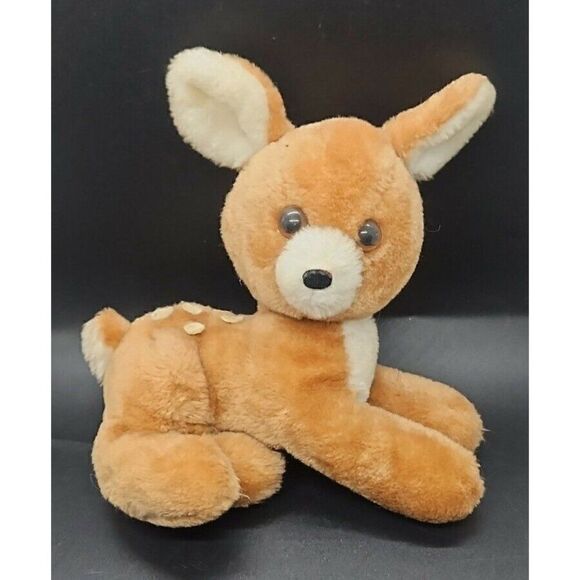R. Dakin Other - Vintage R. Dakin Deer Stuffed Animal Sitting Fawn With Spots Bambi 1977 Plush